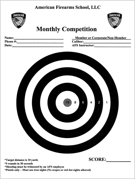 American Firearms School Monthly Competition Target
